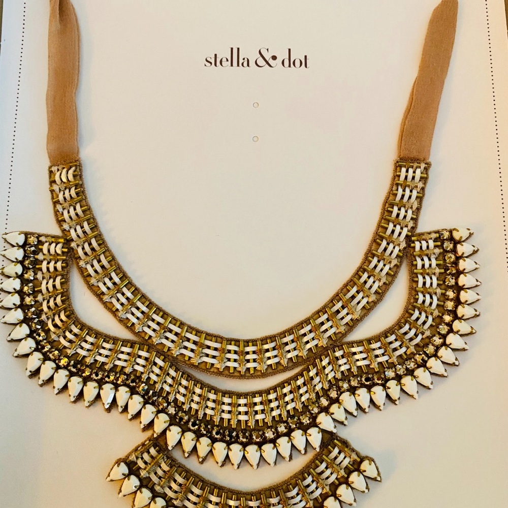 Stella & Dot Gold and White Statement Necklace
